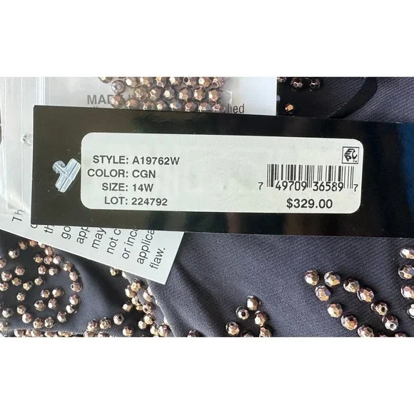 Betsy & Adam Beaded Gown Cognac Black Tie Formal MOTB Gala Old Money Elegant 14W - Picture 8 of 14